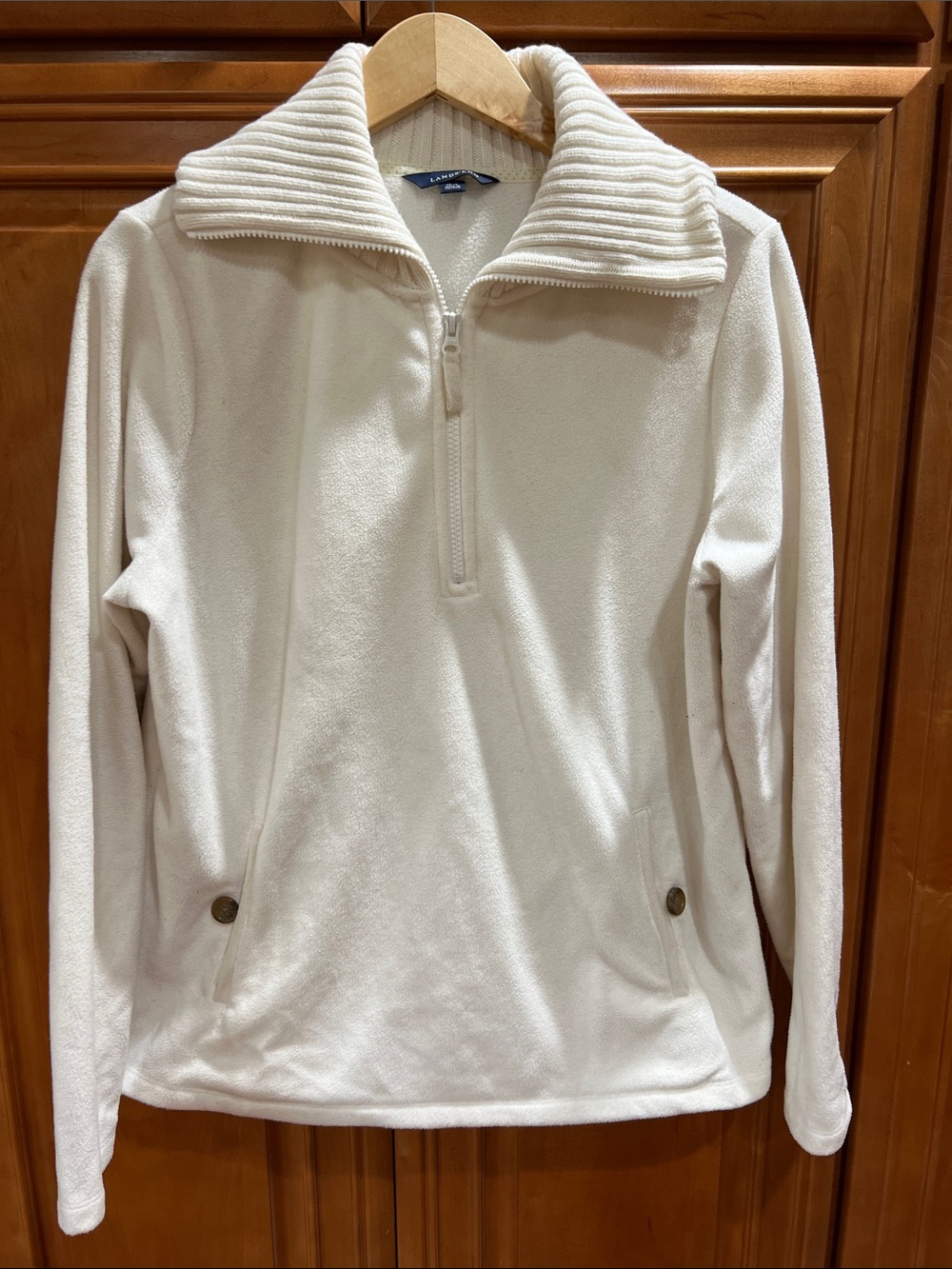 Lands' End Cream Half-Zip Fleece Pullover